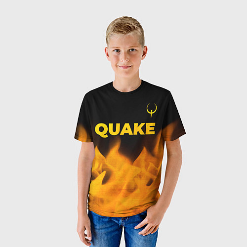 Детская футболка Quake - gold gradient: символ сверху / 3D-принт – фото 3
