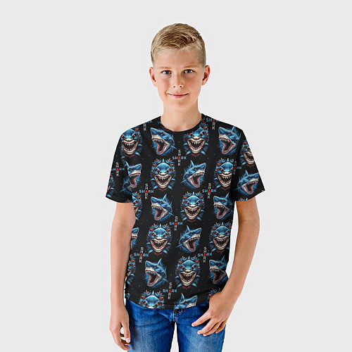 Детская футболка Shark - pattern / 3D-принт – фото 3