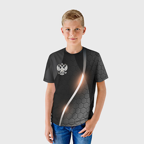 Детская футболка Герб России на темном фоне / 3D-принт – фото 3