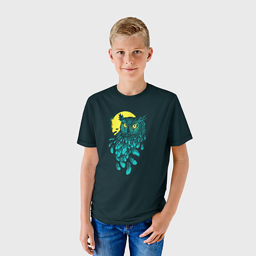 Детская футболка Бирюзовая сова / 3D-принт – фото 3