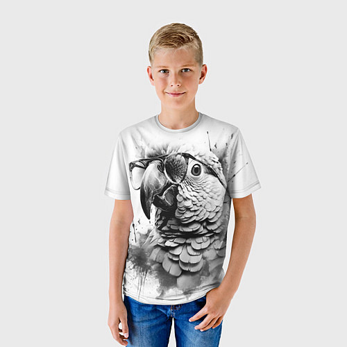 Детская футболка Попугай ара в старинных очках / 3D-принт – фото 3