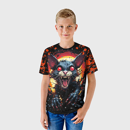 Детская футболка Кот зомби - comics art style / 3D-принт – фото 3