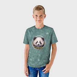 Футболка детская Милая мордочка панды с бамбуком, цвет: 3D-принт — фото 2
