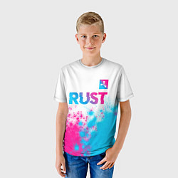 Футболка детская Rust neon gradient style: символ сверху, цвет: 3D-принт — фото 2