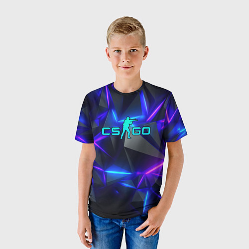 Детская футболка CS GO неоновые плиты / 3D-принт – фото 3