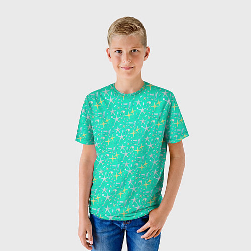 Детская футболка Морские звёзды, ракушки / 3D-принт – фото 3