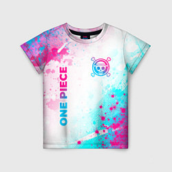 Футболка детская One Piece neon gradient style: надпись, символ, цвет: 3D-принт