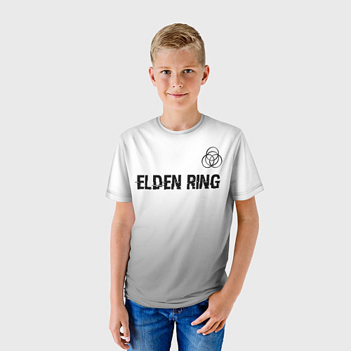 Детская футболка Elden Ring glitch на светлом фоне: символ сверху / 3D-принт – фото 3