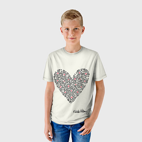 Детская футболка Сердце - Кейт Харинг / 3D-принт – фото 3