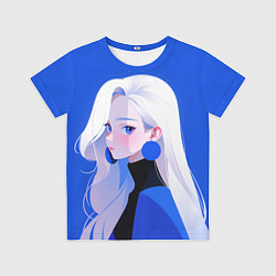 Футболка детская Аниме- девушка в синем, цвет: 3D-принт