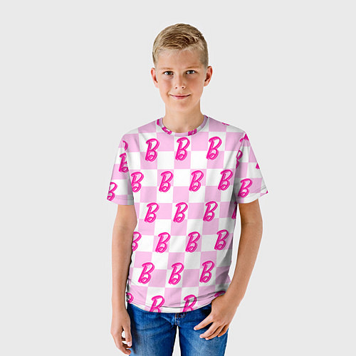 Детская футболка Розовая шашка и Барби / 3D-принт – фото 3
