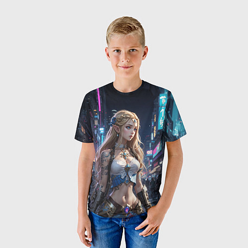 Детская футболка Принцесса Зельда в киберпанке / 3D-принт – фото 3