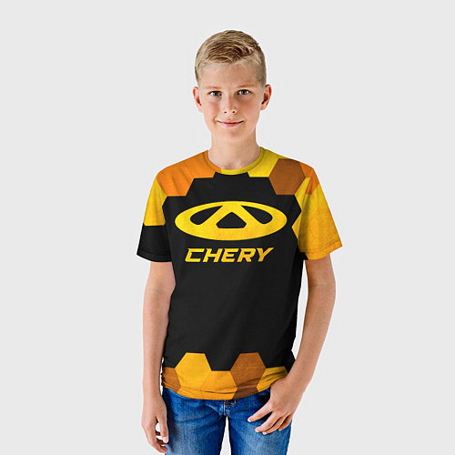 Детская футболка Chery - gold gradient / 3D-принт – фото 3