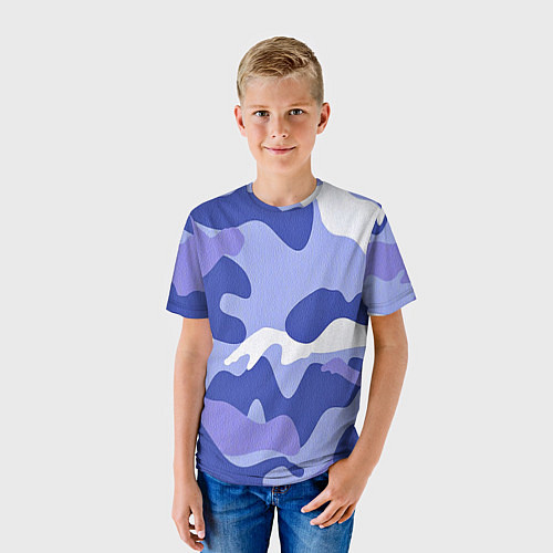 Детская футболка Камуфляжный узор голубой / 3D-принт – фото 3