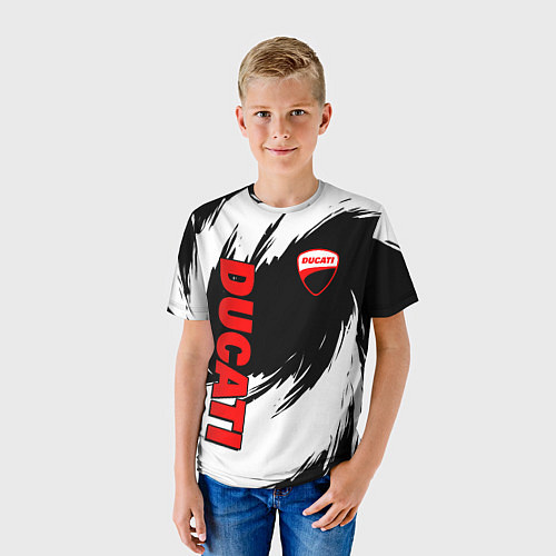 Детская футболка Ducati - мазки краски / 3D-принт – фото 3