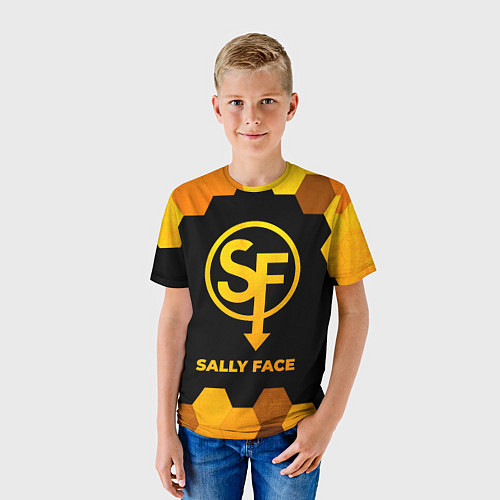 Детская футболка Sally Face - gold gradient / 3D-принт – фото 3