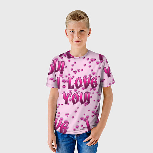 Детская футболка Я люблю тебя паттерн / 3D-принт – фото 3
