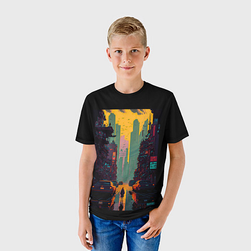 Детская футболка Неоновый горизонт - Рассвет / 3D-принт – фото 3
