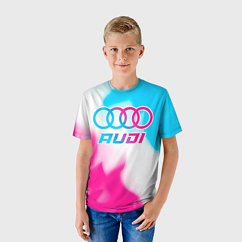 Детская футболка Audi neon gradient style / 3D-принт – фото 3