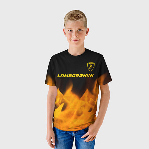Детская футболка Lamborghini - gold gradient: символ сверху / 3D-принт – фото 3