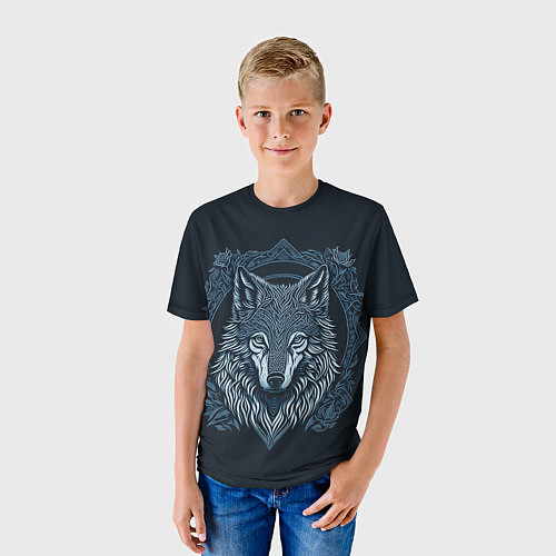 Детская футболка Волк, векторный орнаментализм / 3D-принт – фото 3