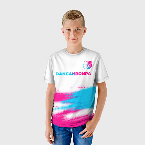 Детская футболка Danganronpa neon gradient style: символ сверху / 3D-принт – фото 3
