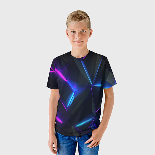 Детская футболка Синий и фиолетовый неон / 3D-принт – фото 3