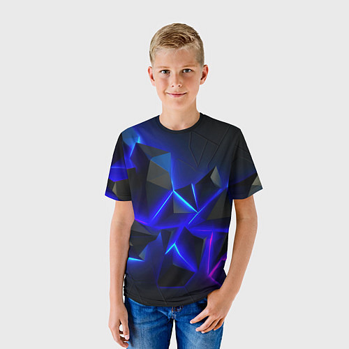 Детская футболка Разлом плит из неона / 3D-принт – фото 3