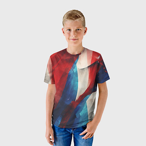 Детская футболка Абстракция в цветах флага РФ / 3D-принт – фото 3