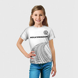 Футболка детская Volkswagen speed на светлом фоне со следами шин: с, цвет: 3D-принт — фото 2