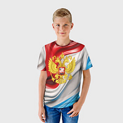 Футболка детская Герб России на фоне флага, цвет: 3D-принт — фото 2
