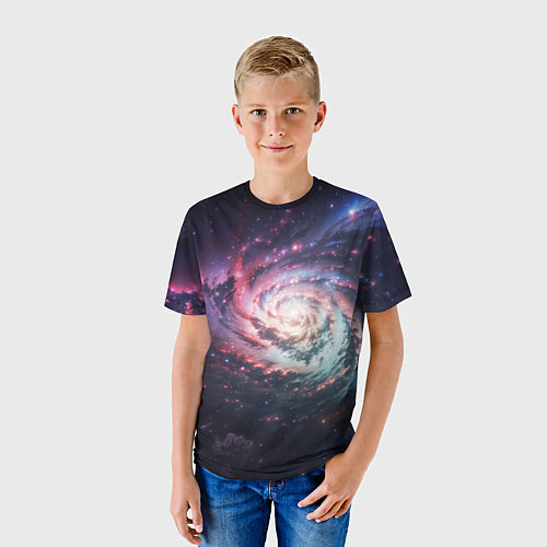 Детская футболка Спиральная галактика в космосе / 3D-принт – фото 3