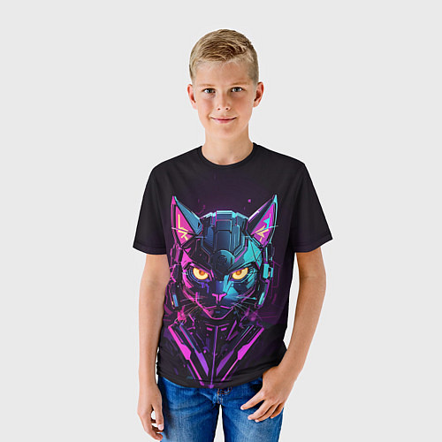 Детская футболка Боевой коcмический кот / 3D-принт – фото 3