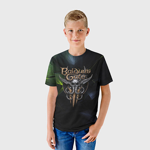 Детская футболка Baldurs Gate 3 logo dark green / 3D-принт – фото 3