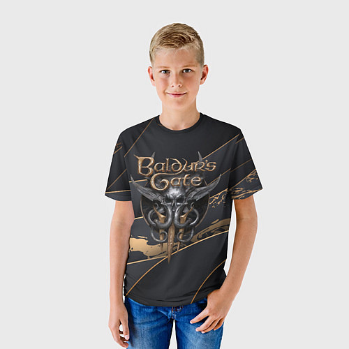 Детская футболка Baldurs Gate 3 logo dark logo / 3D-принт – фото 3