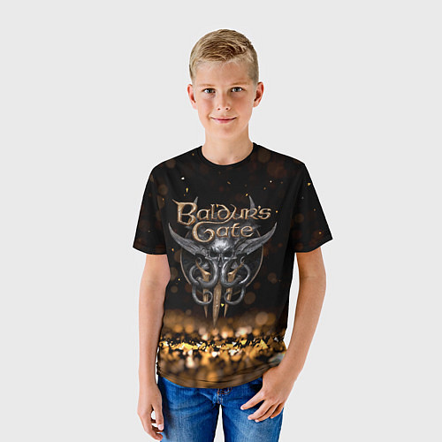 Детская футболка Baldurs Gate 3 logo dark gold logo / 3D-принт – фото 3