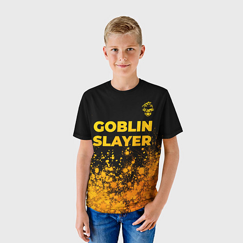 Детская футболка Goblin Slayer - gold gradient: символ сверху / 3D-принт – фото 3