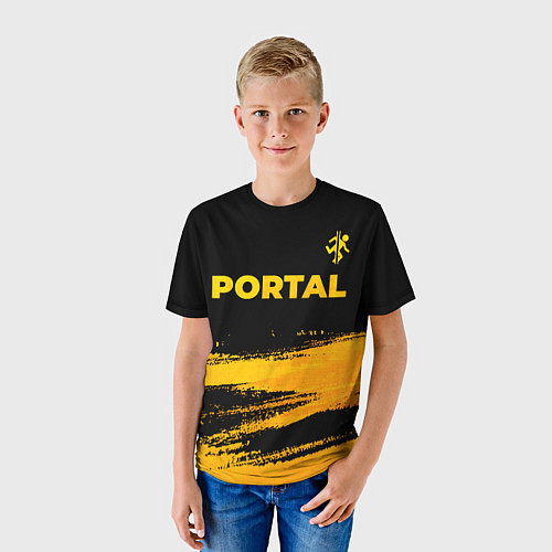 Детская футболка Portal - gold gradient: символ сверху / 3D-принт – фото 3