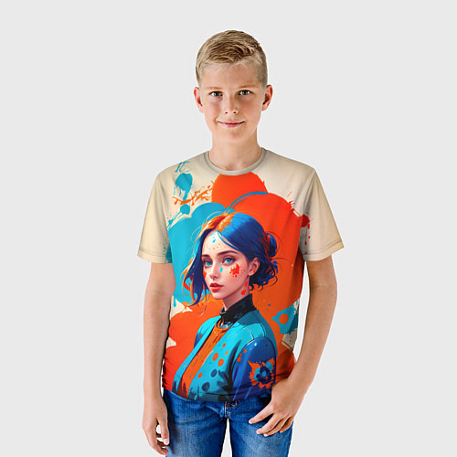 Детская футболка Девушка в брызгах краски / 3D-принт – фото 3