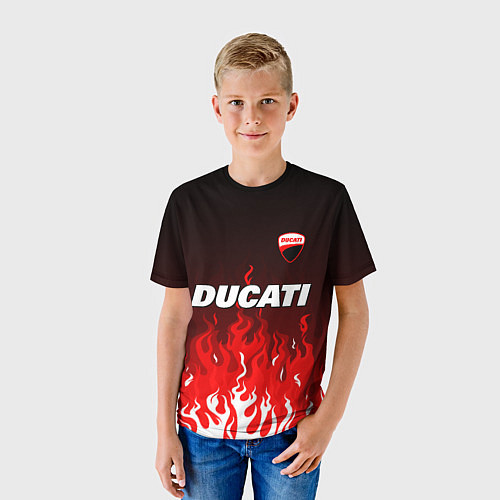 Детская футболка Ducati- красное пламя / 3D-принт – фото 3
