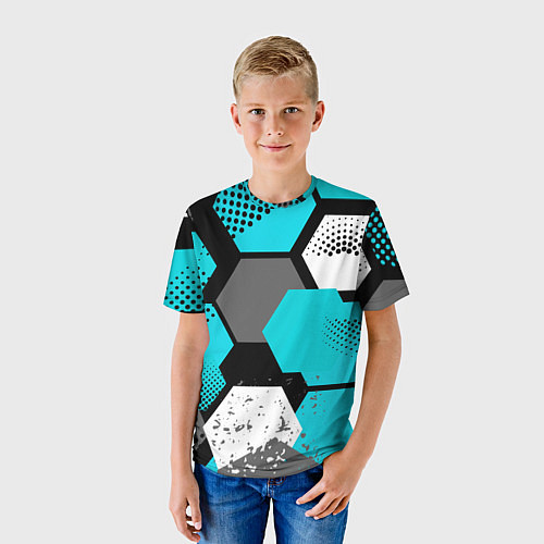 Детская футболка Шестиугольники абстрактный фон / 3D-принт – фото 3