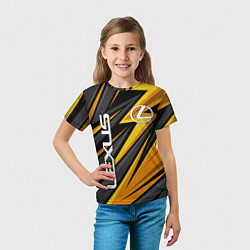 Футболка детская Лексус - желтая спортивная абстракция, цвет: 3D-принт — фото 2