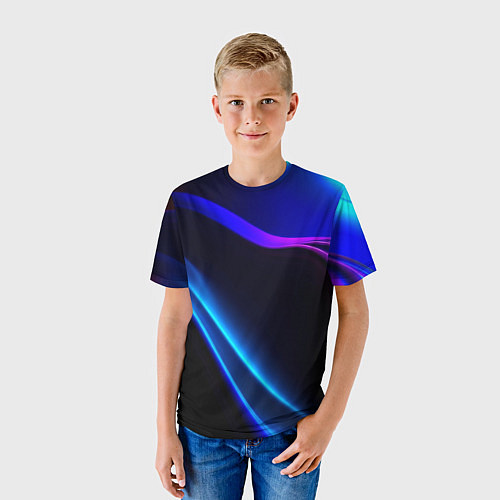 Детская футболка Синий градиент - нейросеть / 3D-принт – фото 3