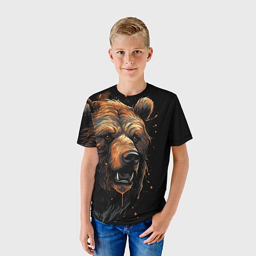 Детская футболка Бурый медведь / 3D-принт – фото 3