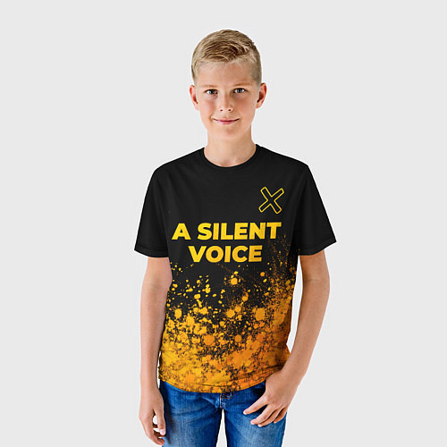 Детская футболка A Silent Voice - gold gradient: символ сверху / 3D-принт – фото 3