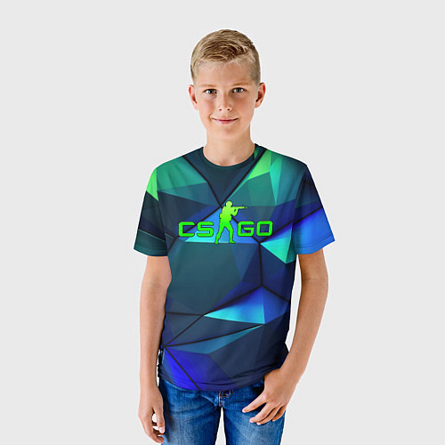 Детская футболка CSGO blue green gradient / 3D-принт – фото 3