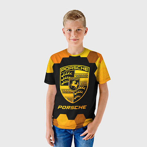 Детская футболка Porsche - gold gradient / 3D-принт – фото 3