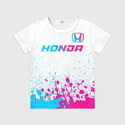 Футболка детская Honda neon gradient style: символ сверху, цвет: 3D-принт