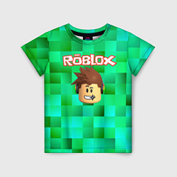 Футболка детская Roblox head на пиксельном фоне, цвет: 3D-принт