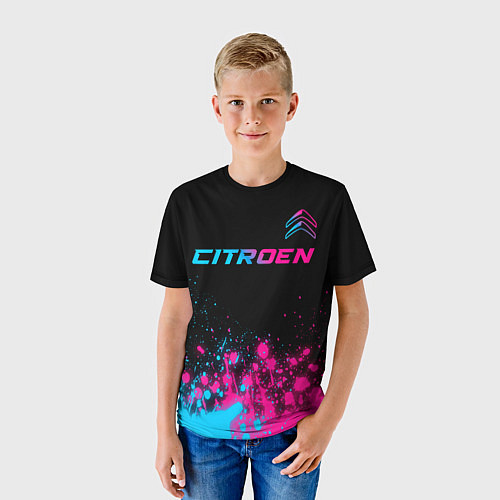 Детская футболка Citroen - neon gradient: символ сверху / 3D-принт – фото 3